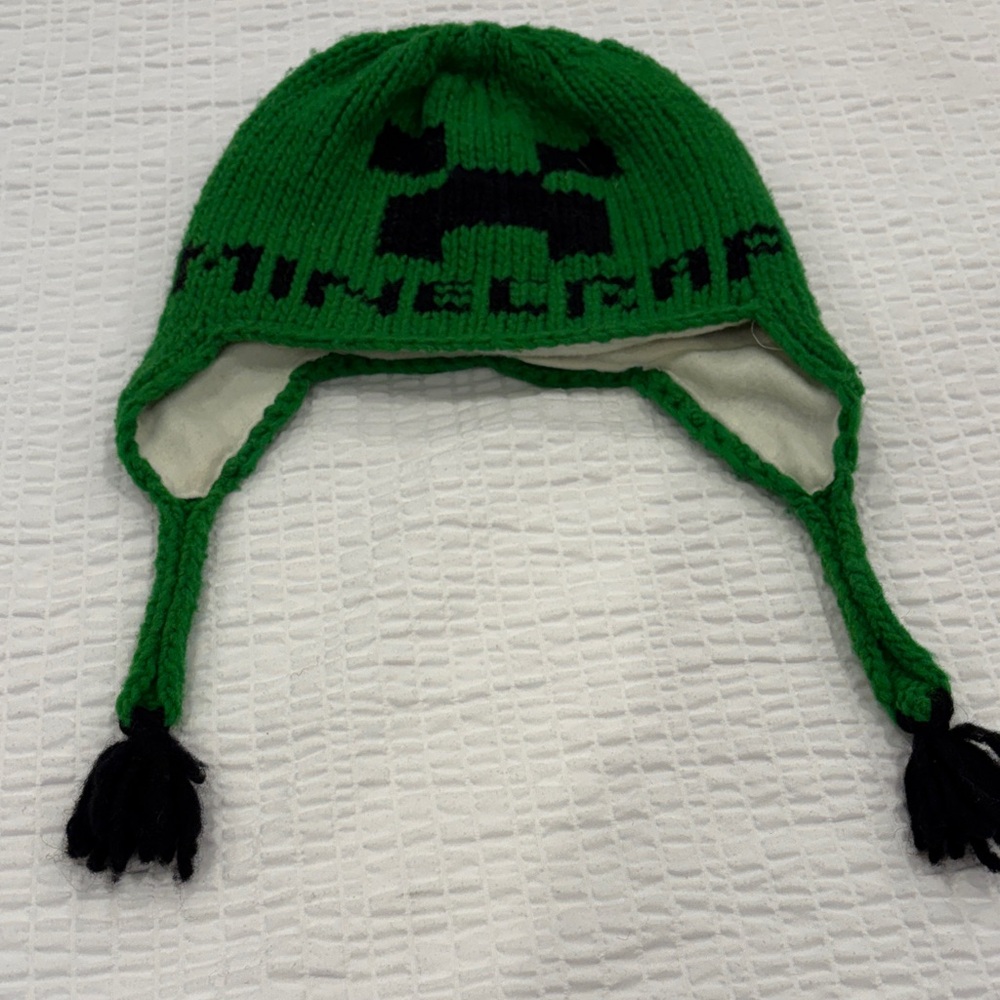 Minecraft Hand Knit Kids Beanie Hat